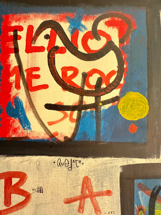 detail of abstract artwork on canvas 40x50 – mixed media with geometric elements – Maison Mattia