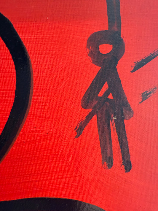 dettaglio opera astratta contemporanea 40x50 in toni rossi – mixed media su tela – Maison Mattia