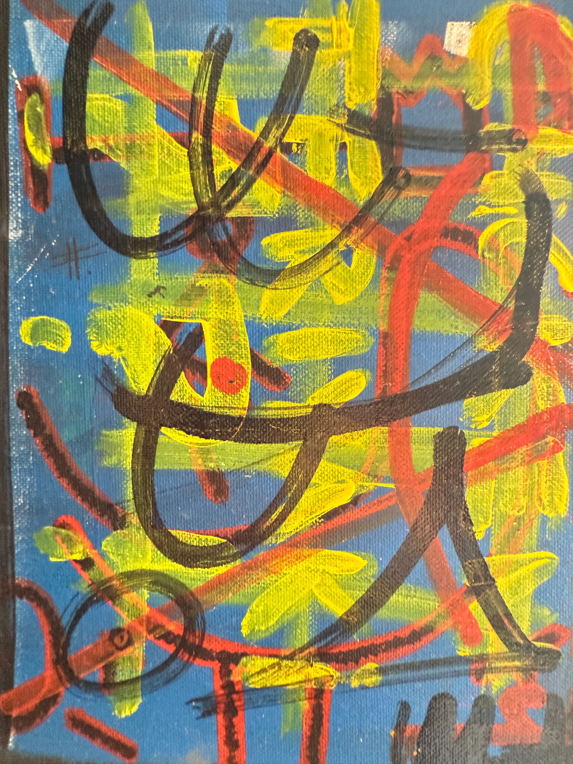 detail of abstract artwork on canvas 40x50 – mixed media with geometric elements – Maison Mattia
