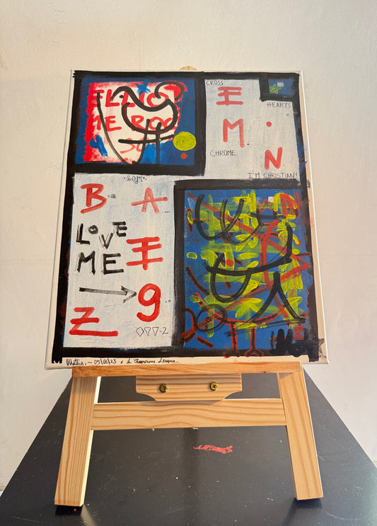 abstract artwork on canvas 40x50 – mixed media with geometric elements – Maison Mattia