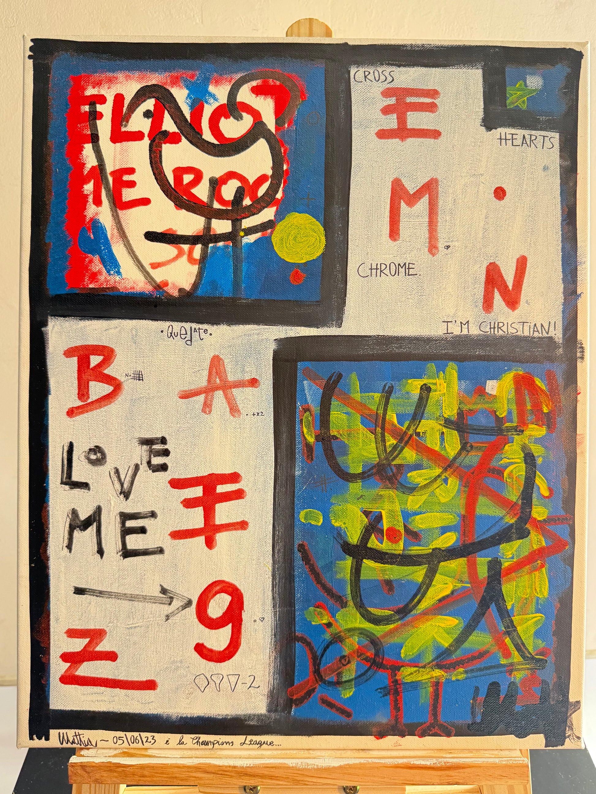 abstract artwork on canvas 40x50 – mixed media with geometric elements – Maison Mattia