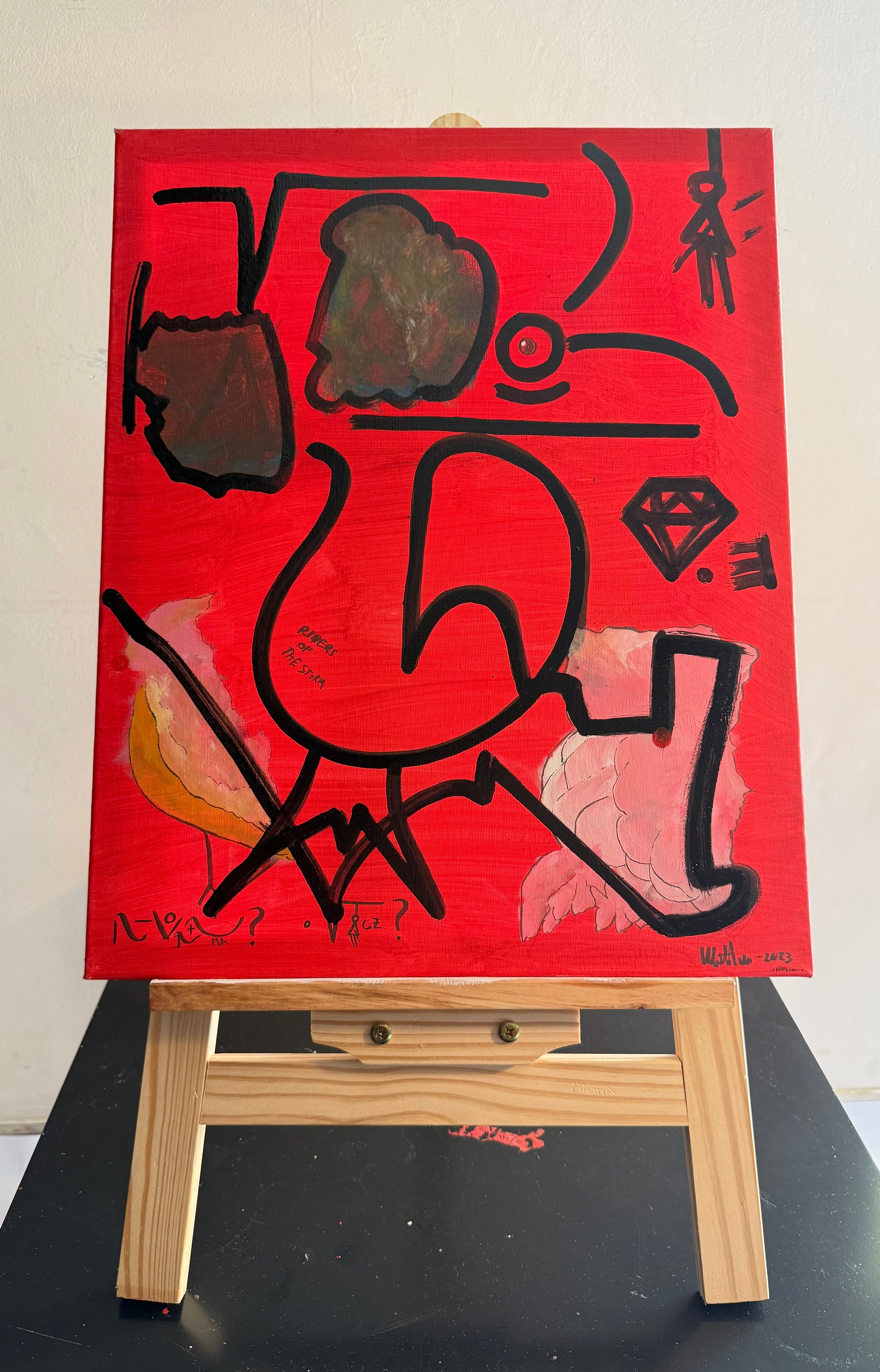 opera astratta contemporanea 40x50 in toni rossi – mixed media su tela – Maison Mattia