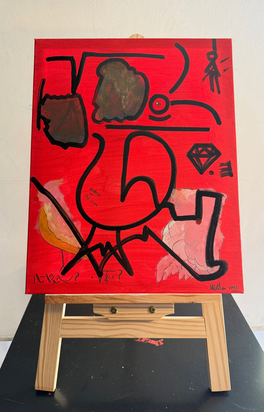 opera astratta contemporanea 40x50 in toni rossi – mixed media su tela – Maison Mattia