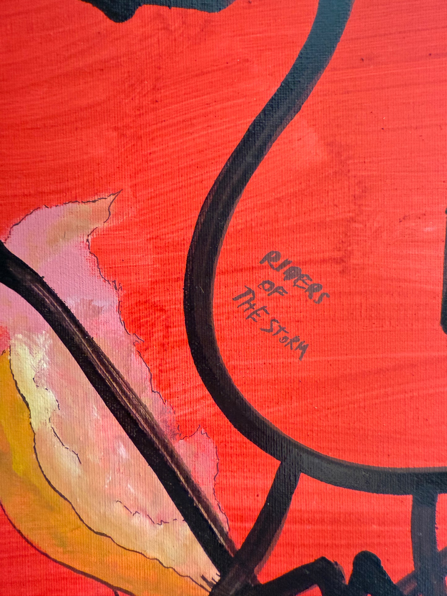 dettaglio opera astratta contemporanea 40x50 in toni rossi – mixed media su tela – Maison Mattia