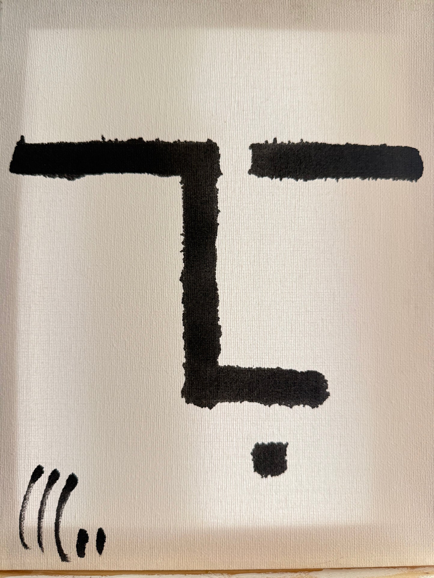 minimalist ink artwork on canvas 25x30 – black geometric lines on white background – Maison Mattia